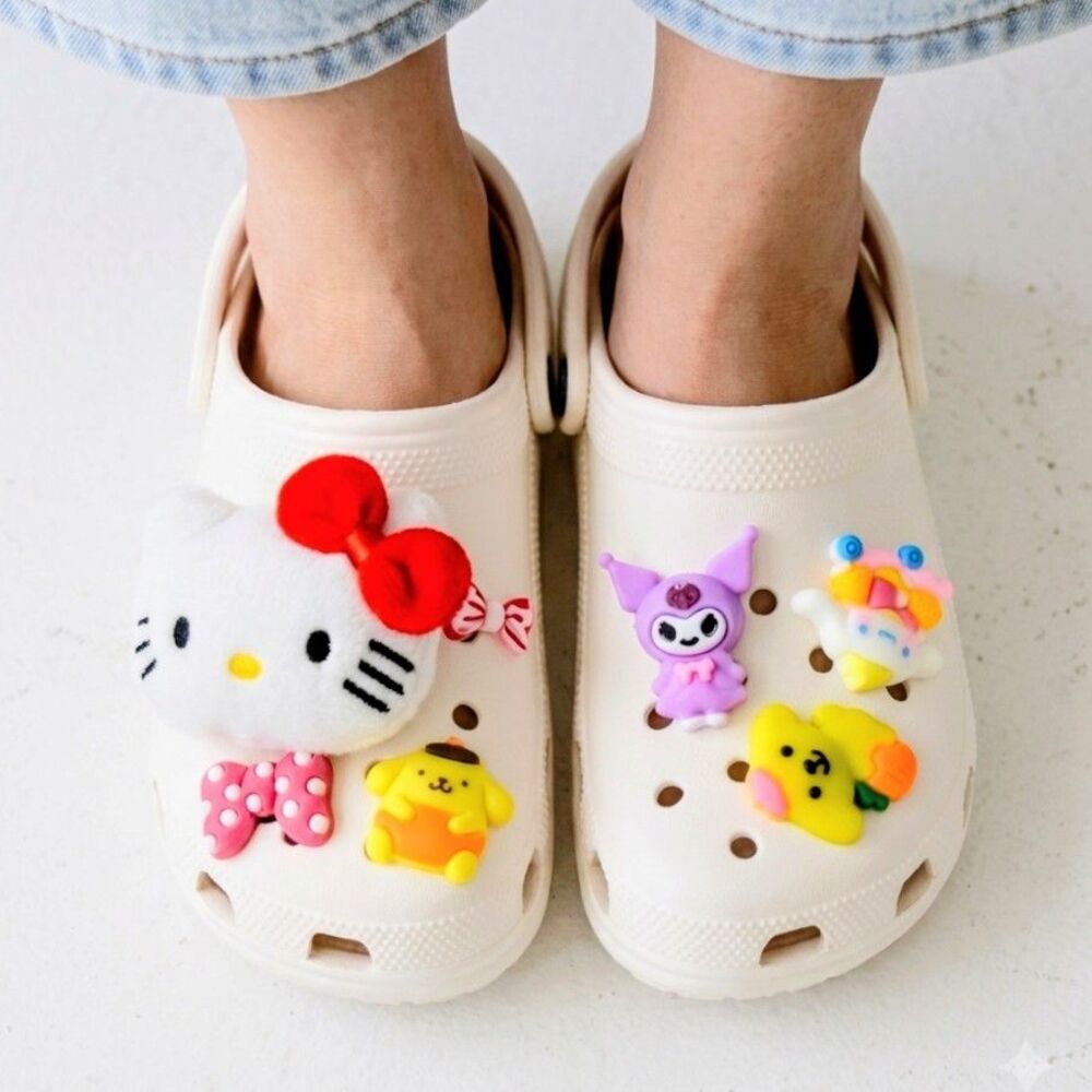SHOE CHARMS 6 Pieces Hello Kitty and Friends Colorful 3D Kawaii Characters NEW